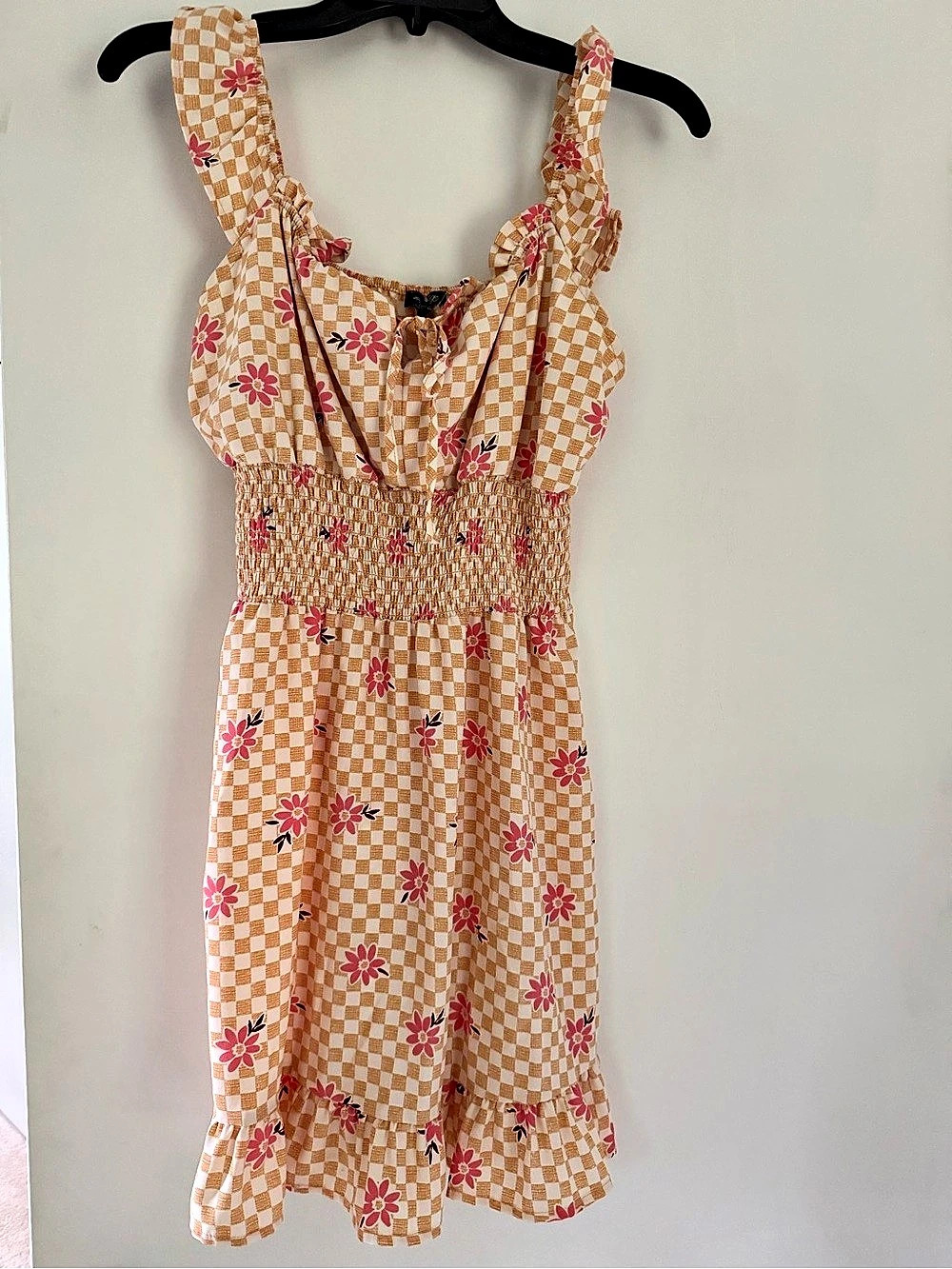 Lily Rose Checkered Floral Mini Dress Size Small